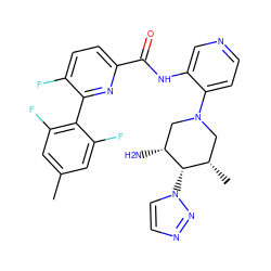 Cc1cc(F)c(-c2nc(C(=O)Nc3cnccc3N3C[C@H](C)[C@H](n4ccnn4)[C@H](N)C3)ccc2F)c(F)c1 ZINC000261166371