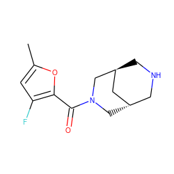 Cc1cc(F)c(C(=O)N2C[C@H]3CNC[C@@H](C3)C2)o1 ZINC000169711288