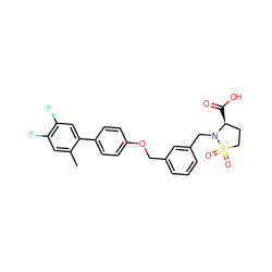 Cc1cc(F)c(F)cc1-c1ccc(OCc2cccc(CN3[C@@H](C(=O)O)CCS3(=O)=O)c2)cc1 ZINC000145112131