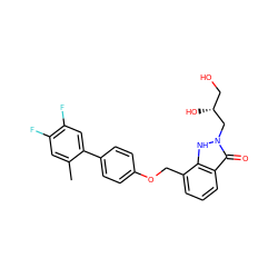 Cc1cc(F)c(F)cc1-c1ccc(OCc2cccc3c(=O)n(C[C@H](O)CO)[nH]c23)cc1 ZINC000096269817