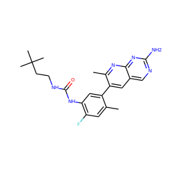 Cc1cc(F)c(NC(=O)NCCC(C)(C)C)cc1-c1cc2cnc(N)nc2nc1C ZINC000146998218