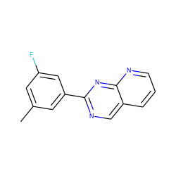 Cc1cc(F)cc(-c2ncc3cccnc3n2)c1 ZINC000028826522