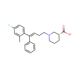 Cc1cc(F)ccc1/C(=C/CCN1CCC[C@@H](C(=O)O)C1)c1ccccc1 ZINC000066252490