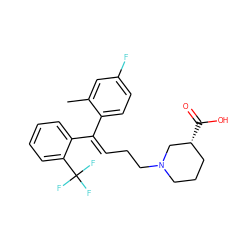 Cc1cc(F)ccc1/C(=C\CCN1CCC[C@@H](C(=O)O)C1)c1ccccc1C(F)(F)F ZINC000066258572