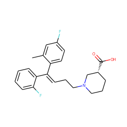 Cc1cc(F)ccc1/C(=C\CCN1CCC[C@@H](C(=O)O)C1)c1ccccc1F ZINC000066259957