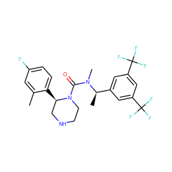 Cc1cc(F)ccc1[C@@H]1CNCCN1C(=O)N(C)[C@H](C)c1cc(C(F)(F)F)cc(C(F)(F)F)c1 ZINC000001550756