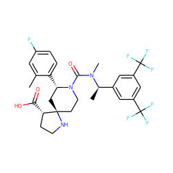 Cc1cc(F)ccc1[C@H]1C[C@@]2(CCN1C(=O)N(C)[C@H](C)c1cc(C(F)(F)F)cc(C(F)(F)F)c1)NCC[C@@H]2C(=O)O ZINC000116165758