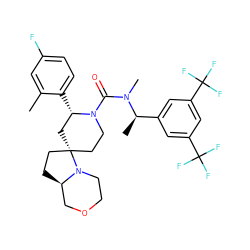 Cc1cc(F)ccc1[C@H]1C[C@]2(CC[C@@H]3COCCN32)CCN1C(=O)N(C)[C@H](C)c1cc(C(F)(F)F)cc(C(F)(F)F)c1 ZINC000168977883