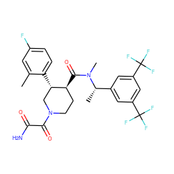 Cc1cc(F)ccc1[C@H]1CN(C(=O)C(N)=O)CC[C@@H]1C(=O)N(C)[C@@H](C)c1cc(C(F)(F)F)cc(C(F)(F)F)c1 ZINC000073293519