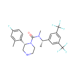 Cc1cc(F)ccc1[C@H]1CNCCN1C(=O)N(C)[C@@H](C)c1cc(C(F)(F)F)cc(C(F)(F)F)c1 ZINC000003936031