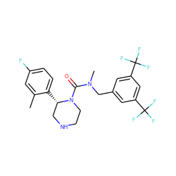 Cc1cc(F)ccc1[C@H]1CNCCN1C(=O)N(C)Cc1cc(C(F)(F)F)cc(C(F)(F)F)c1 ZINC000033972840