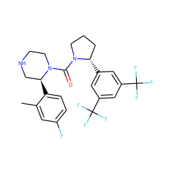 Cc1cc(F)ccc1[C@H]1CNCCN1C(=O)N1CCC[C@@H]1c1cc(C(F)(F)F)cc(C(F)(F)F)c1 ZINC000045339191