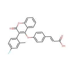 Cc1cc(F)ccc1-c1c(Oc2ccc(/C=C/C(=O)O)cc2)c2ccccc2oc1=O ZINC000299851571