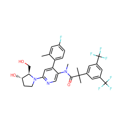 Cc1cc(F)ccc1-c1cc(N2CC[C@H](O)[C@H]2CO)ncc1N(C)C(=O)C(C)(C)c1cc(C(F)(F)F)cc(C(F)(F)F)c1 ZINC000095560923