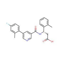 Cc1cc(F)ccc1-c1cncc(C(=O)N[C@@H](CC(=O)O)c2ccccc2C)c1 ZINC000261122573