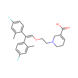 Cc1cc(F)ccc1C(=COCCN1CCC=C(C(=O)O)C1)c1ccc(F)cc1C ZINC000013800089