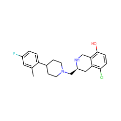 Cc1cc(F)ccc1C1CCN(C[C@@H]2Cc3c(Cl)ccc(O)c3CN2)CC1 ZINC000653739243