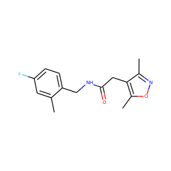 Cc1cc(F)ccc1CNC(=O)Cc1c(C)noc1C ZINC000084703969