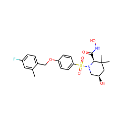 Cc1cc(F)ccc1COc1ccc(S(=O)(=O)N2C[C@H](O)CC(C)(C)[C@@H]2C(=O)NO)cc1 ZINC000028472506