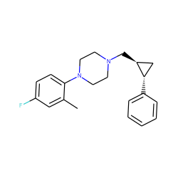 Cc1cc(F)ccc1N1CCN(C[C@H]2C[C@@H]2c2ccccc2)CC1 ZINC000013814459