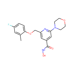 Cc1cc(F)ccc1OCc1cc(C(=O)NO)cc(N2CCOCC2)n1 ZINC000040896891