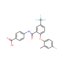 Cc1cc(F)ccc1Oc1ccc(C(F)(F)F)cc1C(=O)Nc1ccc(C(=O)O)cc1 ZINC000143219748