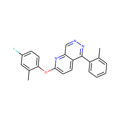 Cc1cc(F)ccc1Oc1ccc2c(-c3ccccc3C)nncc2n1 ZINC000138255487