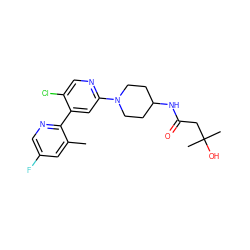 Cc1cc(F)cnc1-c1cc(N2CCC(NC(=O)CC(C)(C)O)CC2)ncc1Cl ZINC000146847312