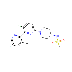 Cc1cc(F)cnc1-c1nc(N2CCC(NS(C)(=O)=O)CC2)ccc1Cl ZINC000146870090