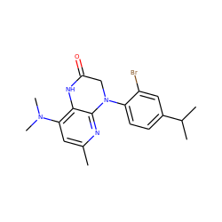 Cc1cc(N(C)C)c2c(n1)N(c1ccc(C(C)C)cc1Br)CC(=O)N2 ZINC000473150506