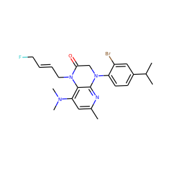 Cc1cc(N(C)C)c2c(n1)N(c1ccc(C(C)C)cc1Br)CC(=O)N2C/C=C/CF ZINC000473152868