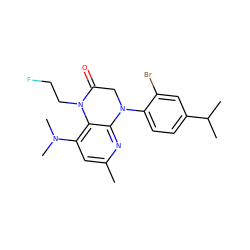 Cc1cc(N(C)C)c2c(n1)N(c1ccc(C(C)C)cc1Br)CC(=O)N2CCF ZINC000473169968