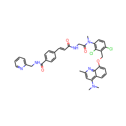 Cc1cc(N(C)C)c2cccc(OCc3c(Cl)ccc(N(C)C(=O)CNC(=O)/C=C/c4ccc(C(=O)NCc5ccccn5)cc4)c3Cl)c2n1 ZINC000026579569