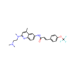 Cc1cc(N(C)CCN(C)C)nc2ccc(NC(=O)/C=C/c3ccc(OC(F)(F)F)cc3)cc12 ZINC000013671937