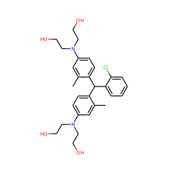 Cc1cc(N(CCO)CCO)ccc1C(c1ccc(N(CCO)CCO)cc1C)c1ccccc1Cl ZINC000003877387