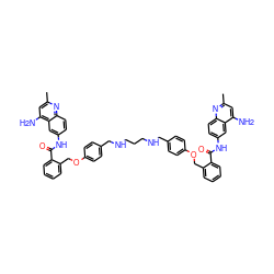 Cc1cc(N)c2cc(NC(=O)c3ccccc3COc3ccc(CNCCCNCc4ccc(OCc5ccccc5C(=O)Nc5ccc6nc(C)cc(N)c6c5)cc4)cc3)ccc2n1 ZINC000150577031