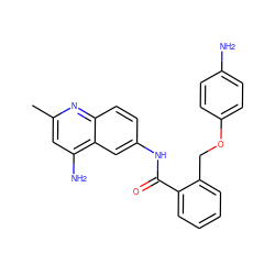 Cc1cc(N)c2cc(NC(=O)c3ccccc3COc3ccc(N)cc3)ccc2n1 ZINC000013835523