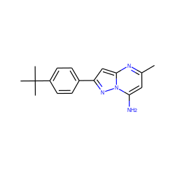 Cc1cc(N)n2nc(-c3ccc(C(C)(C)C)cc3)cc2n1 ZINC000000313435