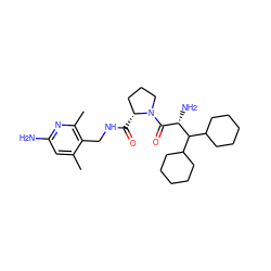 Cc1cc(N)nc(C)c1CNC(=O)[C@@H]1CCCN1C(=O)[C@H](N)C(C1CCCCC1)C1CCCCC1 ZINC000003831708