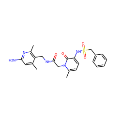 Cc1cc(N)nc(C)c1CNC(=O)Cn1c(C)ccc(NS(=O)(=O)Cc2ccccc2)c1=O ZINC000027881071