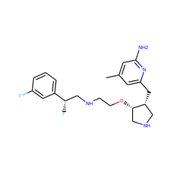 Cc1cc(N)nc(C[C@@H]2CNC[C@@H]2OCCNC[C@H](F)c2cccc(F)c2)c1 ZINC000049054895