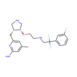 Cc1cc(N)nc(C[C@@H]2CNC[C@@H]2OCCNCC(F)(F)c2cccc(F)c2)c1 ZINC000049055295