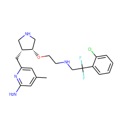 Cc1cc(N)nc(C[C@@H]2CNC[C@@H]2OCCNCC(F)(F)c2ccccc2Cl)c1 ZINC000072181062