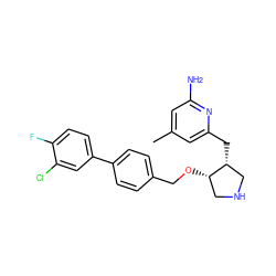 Cc1cc(N)nc(C[C@@H]2CNC[C@@H]2OCc2ccc(-c3ccc(F)c(Cl)c3)cc2)c1 ZINC000058638815