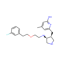 Cc1cc(N)nc(C[C@H]2CNC[C@H]2NCCOCCc2cccc(F)c2)c1 ZINC000040892852