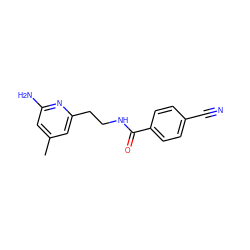 Cc1cc(N)nc(CCNC(=O)c2ccc(C#N)cc2)c1 ZINC000000008707