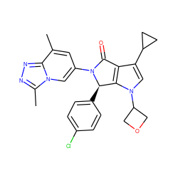 Cc1cc(N2C(=O)c3c(C4CC4)cn(C4COC4)c3[C@H]2c2ccc(Cl)cc2)cn2c(C)nnc12 ZINC001772606494