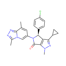 Cc1cc(N2C(=O)c3c(c(C4CC4)nn3C)[C@@H]2c2ccc(Cl)cc2)cn2c(C)nnc12 ZINC000261178403