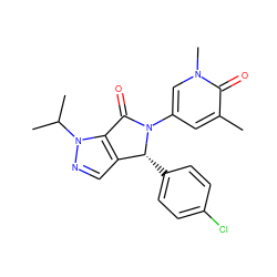 Cc1cc(N2C(=O)c3c(cnn3C(C)C)[C@H]2c2ccc(Cl)cc2)cn(C)c1=O ZINC000220399933