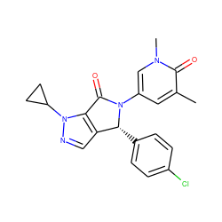 Cc1cc(N2C(=O)c3c(cnn3C3CC3)[C@H]2c2ccc(Cl)cc2)cn(C)c1=O ZINC000220399601